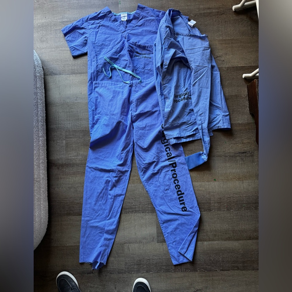 Blue Surgical Procedure Women's Scrub set; top, bottom, and jacket XS